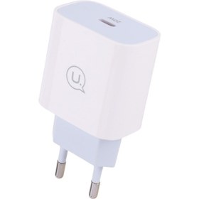 تصویر شارژر دیواری فست شارژ Usams T49 3A PD 20W + کابل تبدیل آیفونی Usams T49 3A PD 20W Fast Wall Charger With Lightning Cable