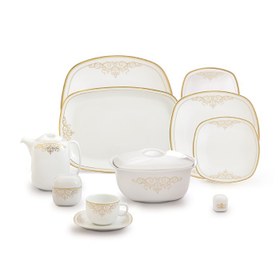 تصویر سرویس چینی زرین 12 نفره کامل موناکو (98 پارچه) Zarin Iran Quattro Monaco 98 Pieces Porcelain Dinnerware Set