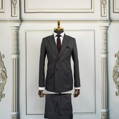 تصویر کت و شلوار مردانه دبل برست طوسی جودون 