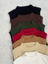 تصویر تاپ حلقه کبریتی یقه ۵ سانت - قهوه ای 