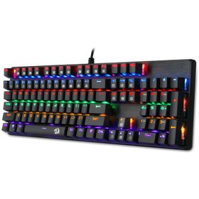 تصویر کیبورد گیمینگ ردراگون مدل K208 Redragon K208 Mechanical Blue Switch Full Size RGB Gaming Keyboard