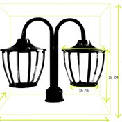 تصویر چراغ حیاطی و پارکی سرلوله دوشاخه فلزی مدل P-2SC 