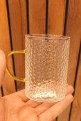تصویر لیوان پیرکس pyrex glass دسته طلایی 