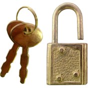 تصویر قفل و کلید آنتیک طلایی طول 33 میلی‌متر بسته 2 عددی 