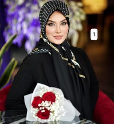 تصویر روسری ابریشم مجلسی طرح ال وی سایز 140 کد 164 Gnt scarf code 164