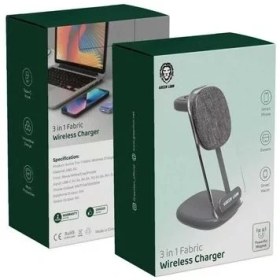 تصویر شارژر بی سیم Green Lion 3 in 1 Fabric Wireless Charger 15W 