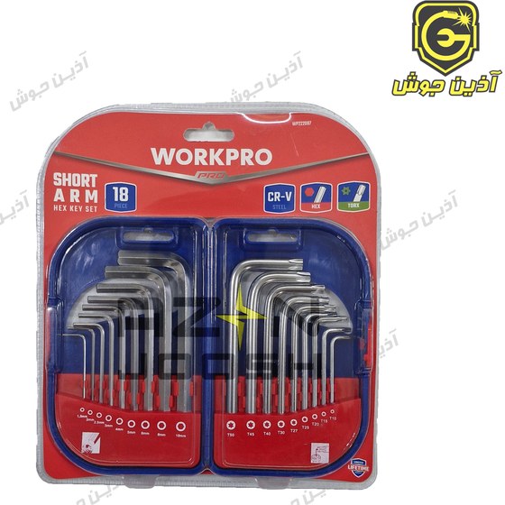 Workpro خرید و قیمت ست آلن 6 گوش و ستاره ای کوتاه 18 عددی ورک پرو WORKPRO مدل ...