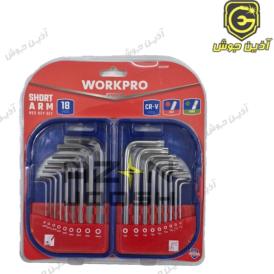 Workpro خرید و قیمت ست آلن 6 گوش و ستاره ای کوتاه 18 عددی ورک پرو WORKPRO مدل ...
