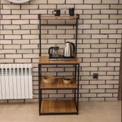 تصویر شلف ایستاده چوب فلز مدل کافی بار Kafi bar metal wood standing shelf