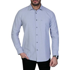 تصویر پیراهن چهارخانه آستین بلند مردانه سفید مشکی 