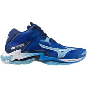 تصویر کفش مردانه زنانه یونیسکس Wave Lightning Z8 Mid و Walleyball آبی میزانو Mizuno 