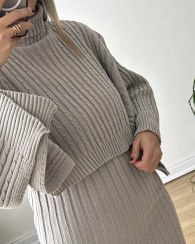 تصویر ست سارافون و بلوز بافت مشکی زنانه ترک 