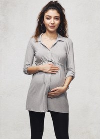 تصویر پیراهن بارداری زنانه بند دار از جلو دکمه‎دار برند MERLİYN GİYİM کد 1619173442 