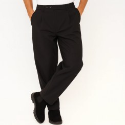 تصویر شلوار پارچه ای مام فیت مردانه کمر انگلیسی پارچه بزایاق، استایل راحت و شیک 2025 