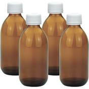 تصویر بطری شیشه ای دارویی 100 میلی لیتر با درب - با درب پلاستییکی معمولی 28 میلی متری 100 ml medicine Glassbottle
