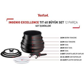 تصویر قابلمه سیاه ست L76390 Ingenio Titanium 6X Excellence Big Pan و Pookware 12 قطعه مجموعه TEFAL 