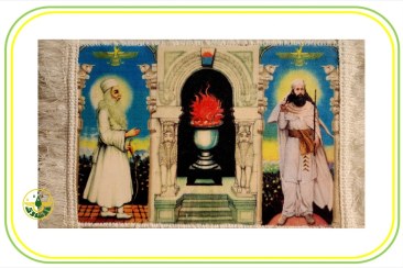 تصویر قالیچه ( فروهر - اشوزرتشت ) - سایز متوسط - قالیچه اشوزرتشت با شاه گشتاسب سایز متوسط Carpet (Forouhar - Ashozartasht) - Medium size