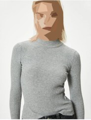 تصویر بلوز بافت آستین بلند یقه ایستاده زنانه کوتون koton در 2 رنگ بندی 