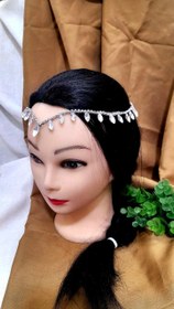 تصویر ریسه پیشونی تمام سنگ اصل - نقره ای 