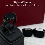 تصویر انگشتر مردانه مون بلان استیل با سنگ اونیکس 