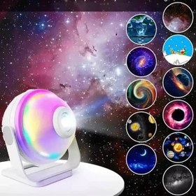 تصویر پروژکتور کهکشانی دیسک‌خور 12 تایی با برنامه اختصاصی Galaxy Projector with Disc Function - Sleep Light