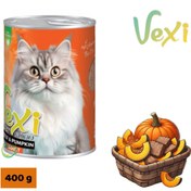 تصویر کنسرو پته ای گربه وکسی طعم گوساله و کدو حلوایی 400 گرمی VEXI Cat adult With beef 400 ML