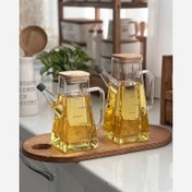 تصویر ظرف نگهداری روغن پیرکس ۷۵۰ میل درب بامبو 