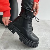 تصویر نیم بوت زنانه مشکی چرم مصنوعی 