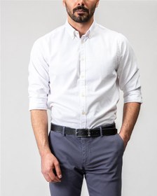 تصویر پیراهن مردانه نخی سفید ManTen 