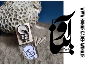 تصویر Price and online purchase of handmade linoleum stamp with a wooden base and foam in the shape of a mannequin and a heart 