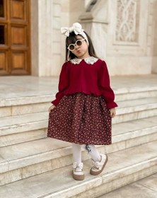 تصویر پیراهن مخمل کبریتی گلدار کد:415 - 1 