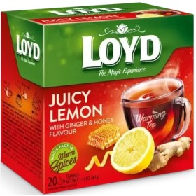 تصویر دمنوش چای لیمو لوید با طعم زنجیل و عسل 20 عددی Loyd Juicy Lemon with Ginger & Honey Taste 