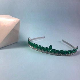 تصویر نیم تاج ظریف و زیبا با سنگ و نگین اصل - آبی 