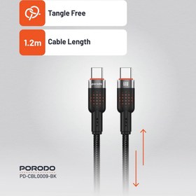 تصویر کابل دو سر تایپ سی پورودو Porodo Aluminum Braided USB-C to USB-C Cable 1.2m 60W USB-C To USB-C ALUMINUM BRAIDED CABLE porodo