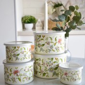 تصویر ست ۵تیکه ظروف درب دار لعابی با درب سلیکونی 