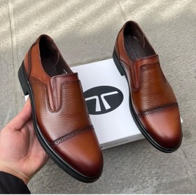 تصویر کفش رسمی مردانه مدل چرم طبیعی کد 00138t.k رنگ عسلی - 4 mens luxury leather shoes code 00138t.k honey color