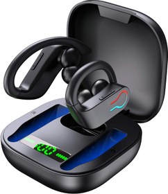 تصویر هدفون ایربادز بلوتوثی بی سیم Donerton مدل Q20 با قاب شارژ Donerton Wireless Earbud, Bluetooth 5.1 Sport Headphones with Charging Case, 10Hours Single Playtime Earhooks Headset, Wireless Earphone 6D Stereo HiFi Sound Noise Cancelling for Working/Travel/Gym