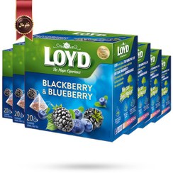 تصویر چای کیسه ای هرمی لوید LOYD مدل بلک بری و بلوبری BlackBerry and Blueberry پک 20 تایی بسته 6 عددی 