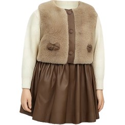 تصویر ست بافت و ژیله و دامن چرمی بچگانه دخترانه سایز ۵۰ 