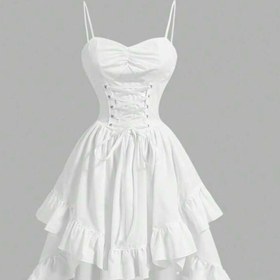 تصویر پیراهن زنانه کوتاه کروات ضربدری برند وینتیج 