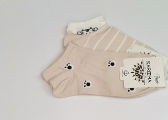 تصویر جوراب دخترانه راه راه خرسی پک 2 عددی 