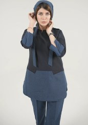 تصویر ست اسکراب زنانه آستین سه ربع پرشیا آبی سورمه ای 