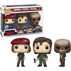 تصویر اکشن فیگور کلکسیونی ۳ تایی هانتر رابین، استیو و ویکنا برند پاپ تی‌وی برند funko Pop Tv: Stranger Things S4 - Hunter Robin, Steve, and Vecna 3pk Exclusive, Collectable Vinyl Figure - Gift Idea - Official Merch
