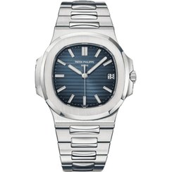 تصویر ساعت پتک فیلیپ ناتیلوس مردانه نقره ای صفحه سرمه ای Patek Philippe Nautilus 