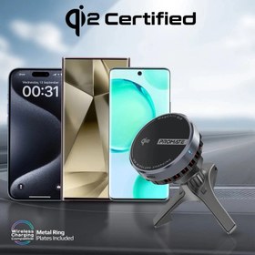 تصویر شارژر بی‌سیم و نگهدارنده گوشی پرومیت مدل MAGCHILL-QI2 با فناوری Qi نسل دو ActiveCool Cradleless 15W Qi2 Certified Wireless SmartPhone Charger Mount