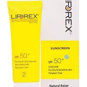 تصویر کرم ضد آفتاب لیپورکس رنگی مناسب پوست خشک و حساس  SPF50 Liporex Sunscreen Tinted For dry & sensitive Skin SPF50 Cream 40ml