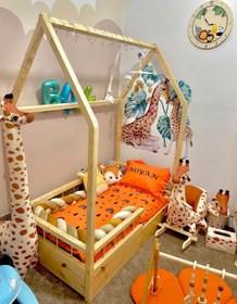 تصویر تخت خواب نوجوان مونته سوری چوبی روستیک دکور مدل خانه - قهوه ای ا Teenage's bed Teenage's bed