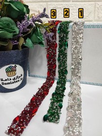 تصویر نوار خرجکار لباس مجلسی و مانتو ژله ای مروارید و منجوق 