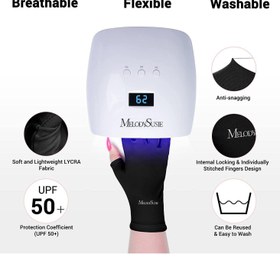 تصویر دستکش زنانه UV برای لامپ ژل ناخن برند melodysusie Women's UV Gloves for Gel Nail Lamp, Professional UPF50+ UV Protection Gloves for Manicures Summer Sun Protection Gloves