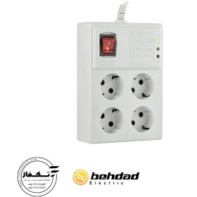 تصویر محافظ 4 خانه کامپیوتر با کابل 3 متری و مغزی سرامیکی بهداد الکتریک Four way computer Protector with 3 meter cable and ceramic core Behdad Electric